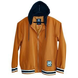 Ecko Unltd. Men's Hooded Bomber Jacket Hoodie Copper Brown Black Zip Lined Sz XL